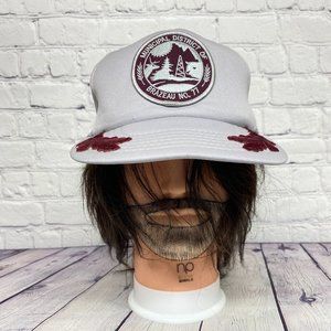 Vintage Hat Cap Snapback Gray Municipal District of Brazeau Trucker Mesh Leaf
